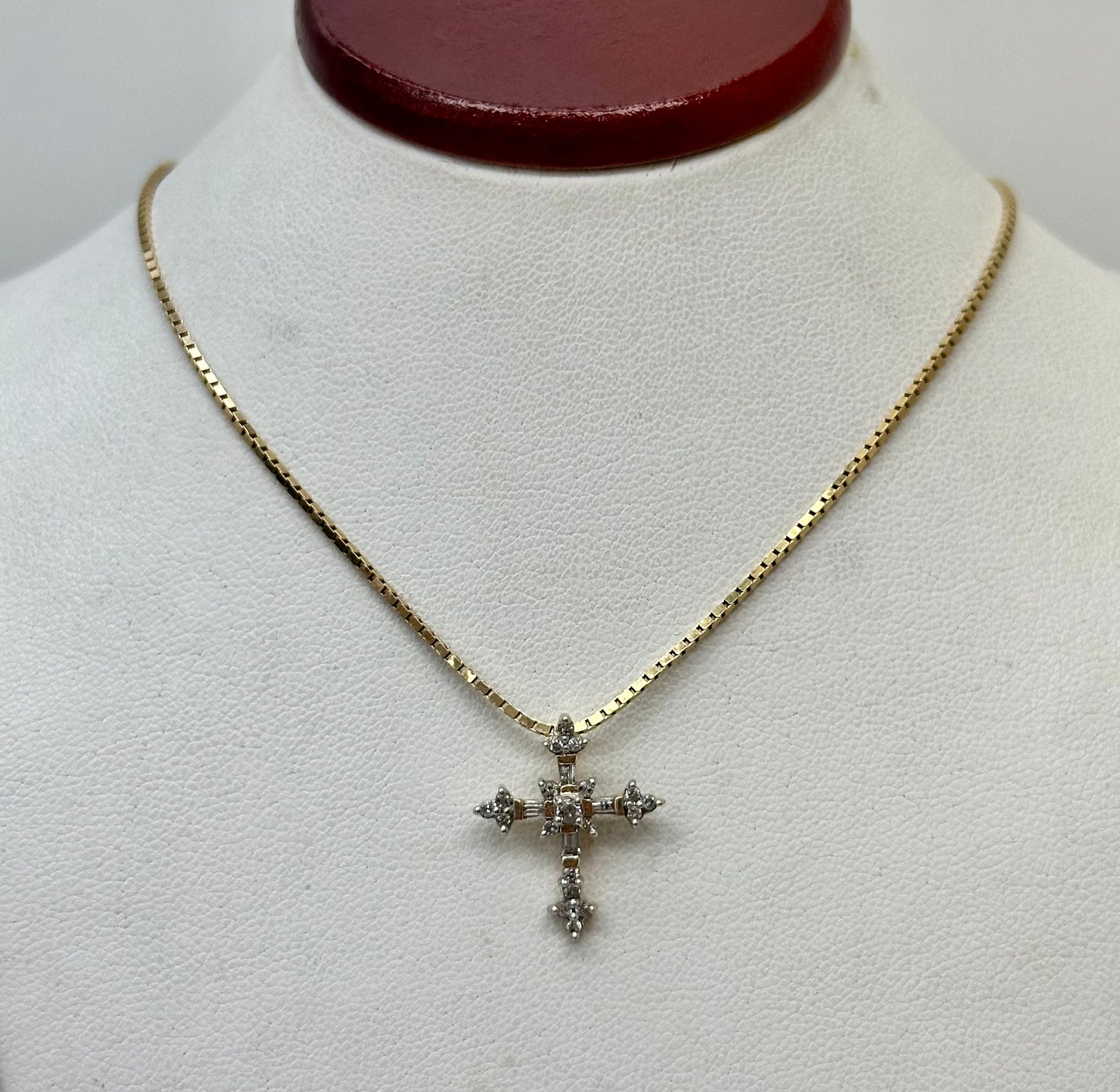 14k Gold Cross Necklace with Diamonds + 14k Gold Chain
