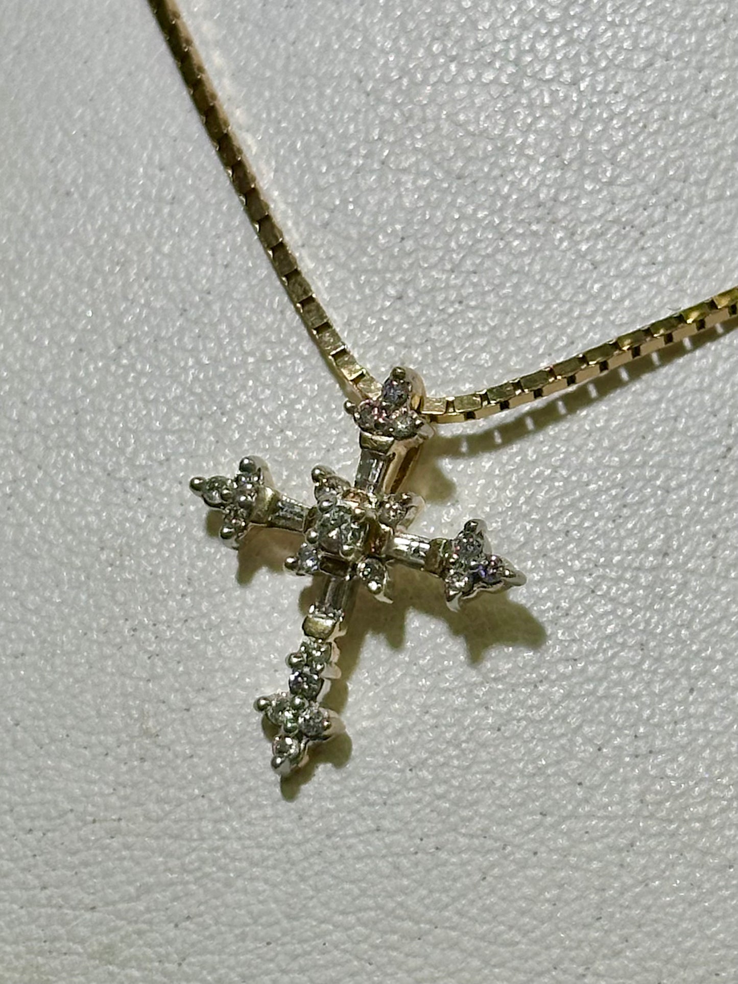 14k Gold Cross Necklace with Diamonds + 14k Gold Chain