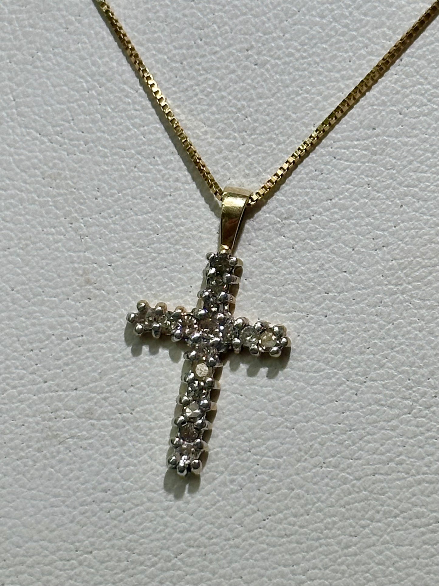 14k Gold Cross Necklace with Diamonds